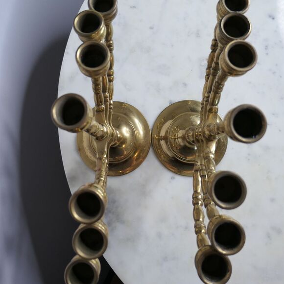 Solid brass menorahs - pair of 2 - heavy - rotating sections - Picture 2 of 9